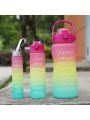 Pack Of 3 Large Water Bottles Motivational Drinking Bottle Sports Straw Bottles With Time Marker Plastic Cups Outdoor. 