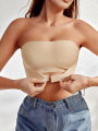 Women's Strapless No Padding Seamless Front Button Bra Comfortable Smooth Underwear. 