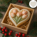 3D heart-shaped tulip silicone mold with clear texture, easy to clean and demould, for handmade DIY soap decoration ornaments Va.