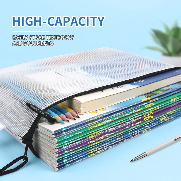 12-Piece%20Plastic%20Mesh%20Zip%20File%20Bag,%20Waterproof%20and%20Tear-Resistant%20File%20Folder,%20Multi-Size%20Zip%20File%20Bag%20for%20School%20Office%20Home%20Tr%20-%20Image%205