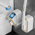 1 Set of Wall-Mounted Long-Handle Disposable Toilet Brush Set, with Built-In Antibacterial Cleaning Liquid and Replacement Brush Heads, for Clean and Hygienic Cleaning Without Dead Corners.