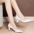 2025 New Women's Genuine Leather Pointed-Toe Pumps -  Slim Heel Slip-On Dress Shoes, Spring/Fall Office Flats. 