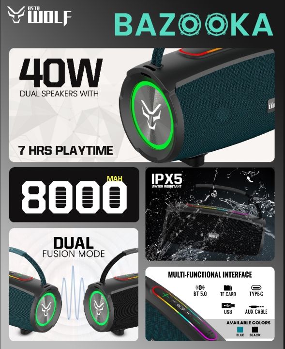 Asta%20WOLF%20BAZOOKA%2040W%20Bluetooth%20Speaker%20%7C%208000mAh%20Battery%20%7C%207%20Hours%20Playtime%20%7C%20RGB%20Lights%20%7C%20IPX5%20Water%20Resistant%20%7C%20Dual%20Fusion%20Mode%20%7C%20USB,%20TF,%20AUX%20-%20Image%208