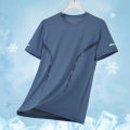Men Running T-shirt Breathable Stretch Summer Top Gym Fitness Running Thin Short Sleeve Sportswear M-5XL Gray Blue Black White. 