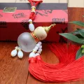 Cucurbit Aromatherapy Car Essential Oil Diffuser Pendant with Tassel Air Freshening Perfume Bottle Ornaments Glass. 