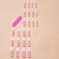 24PCS/1BOX Explosions in Europe and America Long Water Pipes White French Rectangular Nail Fake Nails. 