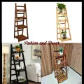 4 TIER WOODEN RACK WOODEN LADDER FOLDING BOOK SHELF STAND PLANT FLOWER DISPLAY SHELVING RACK | MULTI PURPOSE RACK | HOME STORAGE HANDMADE LADDER SHELF. 