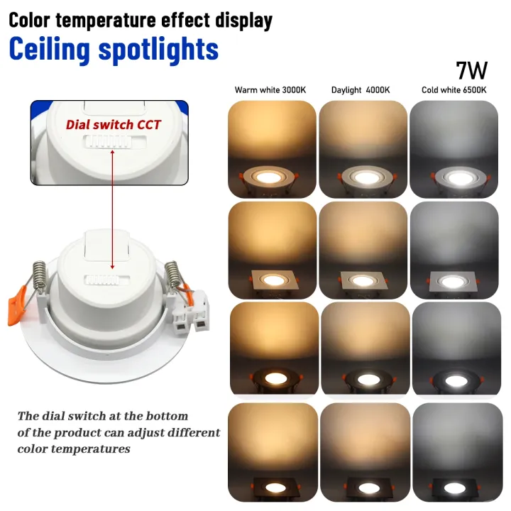 10pcs%20CCT%203000/4000/6500K%20Spot%20Led%20Downlight%20Anti-glare%20Ceiling%20Lamp%20Foldable%20Spotlights%20for%20BedRoom%20Bathroom%20Surface%20Mounted%20-%20Image%204