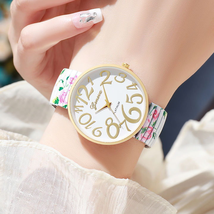 1/2/3/4PCS%20Fashion%20Flowers%20Printed%20Women%20Watch%20Luxury%20Elastic%20Strap%20Arabic%20Quartz%20Watches%20Reloj%20Mujer%20Girls%20Clock%EF%BC%88Without%20Box%EF%BC%89%20-%20Image%206