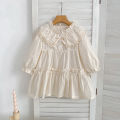 Autumn Sisters Dress Baby Bodysuit Flower Embroidery Dress For Infant Girls Toddler Outfit Sisters Lace Collar Princess Dress.