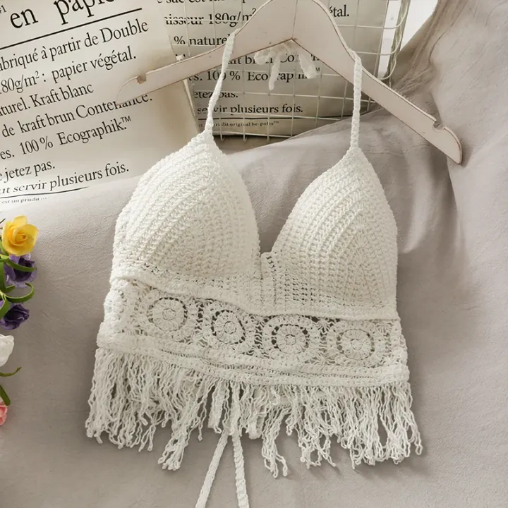 Women%20Beach%20Crop%20Tops%20Hollow%20Cover-Ups%20Perspective%20Tassel%20Sexy%20Spaghetti%20Strap%20Swinwear%20Built%20In%20Bra%20Backlless%20Halter%20Neck%20-%20Image%203