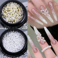 1/2/3boxes Mini 1.5-2mm White Half Round Flat Pearl Beads Nail Charms Decoration Manicure Korean Part Accessories Nail Supplies. 