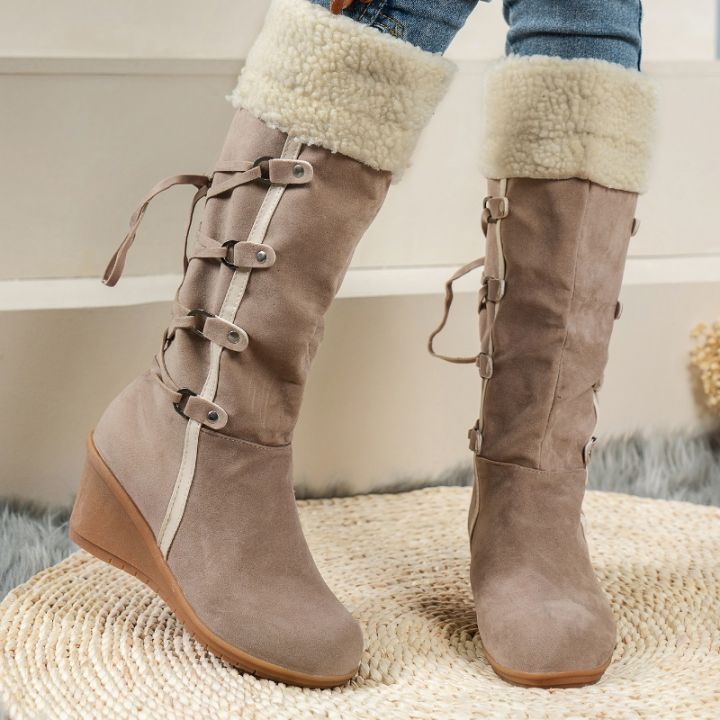 New%20Wedge%20Heel%20Increased%20Warm%20and%20Comfortable%20Casual%20Women's%20Shoes%20Winter%20Cross%20Strap%20Fashion%20Boots%20Botas%20Mujer%20Chaussure%20Femme%20-%20Image%205