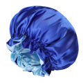 1pc Double Layer Laced edge satin bonnets matching colors sleep bonnet cap.
