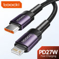 Toocki PD 27W USB C To iP Cable For iPhone 14 13 12 11 Pro XS Type C To Lightning Cable Data Wire Fast Charging Phone Data Wire. 