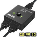2 in 1 out HD 4K 60Hz Bidirectional Switcher HDMI-compatible Switcher 1X2 Distribution for Projector PC Laptop. 