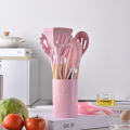 12PCS Food Grade Silicone Kitchen Cookware Utensils Turner Spatula Measuring Spoon Practical Cooking Tool Kitchenware Set.