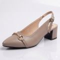 Block Heels For Women Slingback Pumps Synthetic Leather Elegant Buckle Style, Multiple Color. 