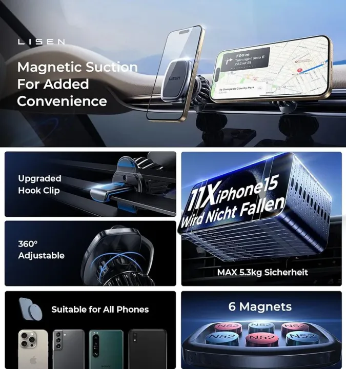 LISEN%20Magnetic%20Phone%20Holder%20for%20Car%20Mount%20Easily%20Install%20Car%20Phone%20Holder%20Mount%206%20Strong%20Magnets%20Cell%20Phone%20Holder%20for%20Car%20Case%20Friendly%20iPhone%20Car%20Holder%20for%20All%20Smartphones%20&%20Tablet%20-%20Image%203