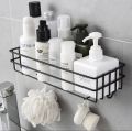 Multipurpose wall mounted Storage Rack / shower storage rack/ 1 layer corner rack / metal black shelf / bathroom kitchen punch corner frame /shower shelf metal rack. 