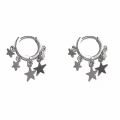 Korean Small Star Hoop Earrings Cute Silver Color Tassel Geometric Style Earring Fashion Punk Y2k Jewelry . 
