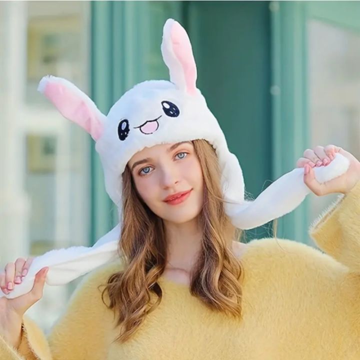 LED Funny Glowing and Ear Moving Bunny Hat Cap for Women Girls Cosplay Party Holiday Hat Headwear Daily Supplies Party Home