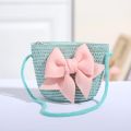 Cute Bow Straw Shoulder Bags Baby Girls Handmade Woven Crossbody Bag Princess Kids Messenger Bags Mini Coin Purse Beach Handbags.