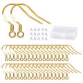 50Pcs/Box 925 Silver-Plated Gold Earring Hooks Kit With Earring Backs For DIY Jewelry Making Accessories. 