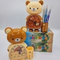 Creative Bear Pen Holder smart Alarm Clock Cartoon design Cute Children′s Clock Student Desktop Clock Bedside Table Clock.