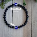 Evil Eye Black Tourmaline Empathy Protection Aura Shield Absorb Negative Energy Bracelet Crystal Healing Stress Relief Bracelet.