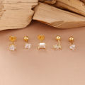 5PCS Stainless Steel Geometry Huggie Hoop Earrings Set For Women Daily Wear Gold Color Zircon Earring Piercing Jewelry Gift.