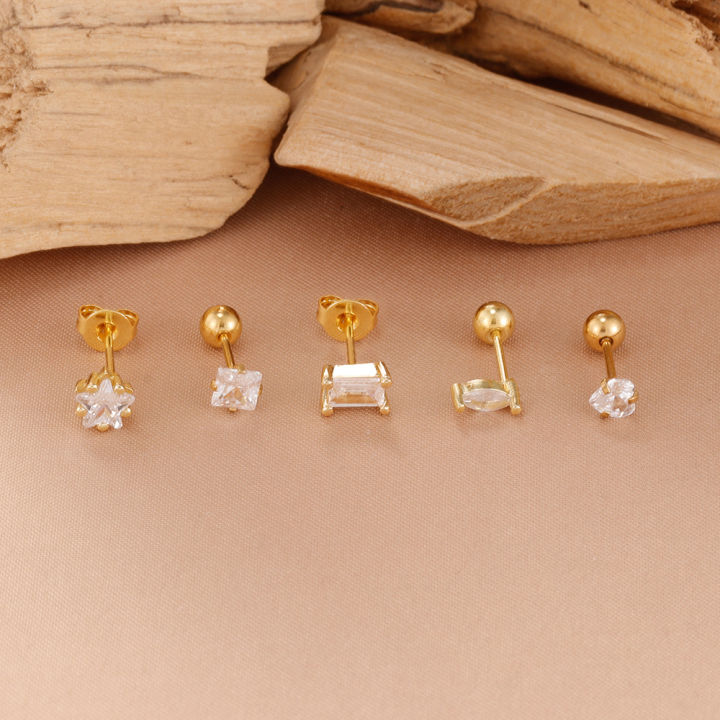 5PCS%20Stainless%20Steel%20Geometry%20Huggie%20Hoop%20Earrings%20Set%20For%20Women%20Daily%20Wear%20Gold%20Color%20Zircon%20Earring%20Piercing%20Jewelry%20Gift%20-%20Image%202