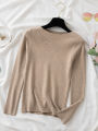 Women Sweaters Slim Knitted Pullovers High Quality Simplicity Warm Sweater Female O-neck Basic Solid Casual Top. 