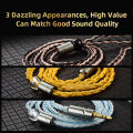 QKZ T1 KZ Wired Headphone Cord 8-Strand Silver Plated Upgrade Cord 0.75MM 2Pin HiFi Earphone Update Cable 3.5MM DJ Headset. 