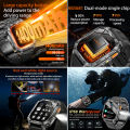 Robust Smartwatch 1400 mAh Battery Fitness Tracking IP68 Waterproof Tactical Sports Flashlight Men BT Call Smart Watch.