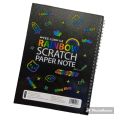 rainbow scratch paper note with wooden pen to scratch 6' x 10' book size black card notebook to scratch with wooden stick. 