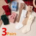 3Pairs/Lot Baby Ball Knee High Socks Soft Cotton Kids Girls Cute Stripe Solid Sock Spanish Children Long Socken For 0-8Years. 