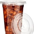 20 Clear Plastic Fruit Cups with Flat Lids PET Disposable Parfait Crystal Cups Suitable for Ice Coffee Juice and Beer Tumblers. 