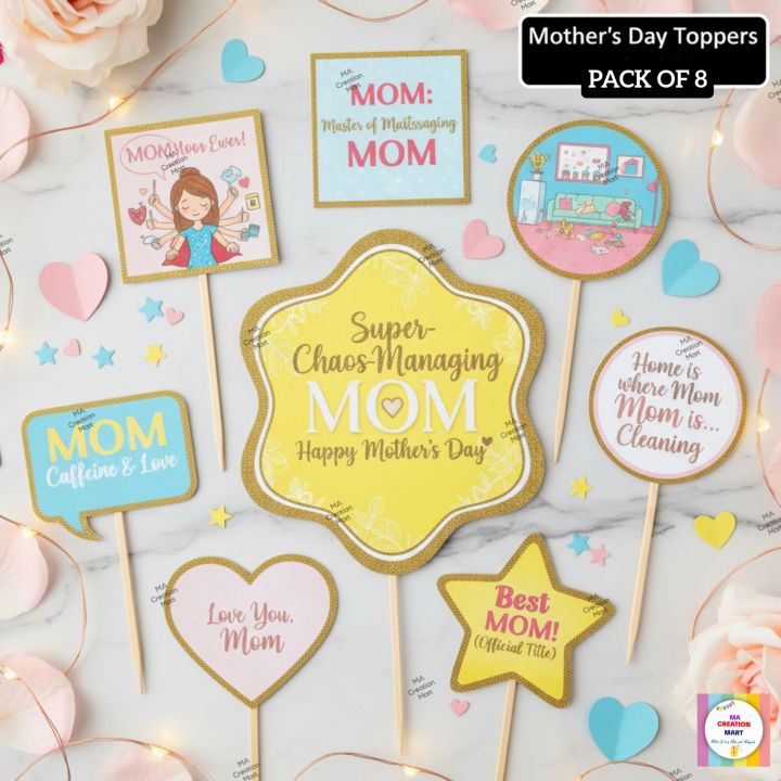 Customized Super Mom Theme Digital Birthday CupCakes Sweets Topper ...