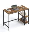 Computer Desk, Writing Desk with 2 Shelves on Left or Right, Work Table for Office Living Room, Steel Frame, Industrial, Rustic Brown and Black LWD046B01. 