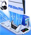 DinoFire S4000 For PS5 Slim Disc/Digital Fast gamepad Charging Cooling Stand Vertical Cooling Station For PS5. 
