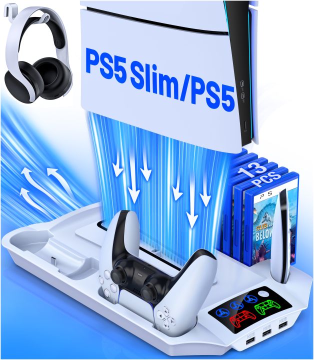 DinoFire%20S4000%20For%20PS5%20Slim%20Disc/Digital%20Fast%20gamepad%20Charging%20Cooling%20Stand%20Vertical%20Cooling%20Station%20For%20PS5%20-%20Image%207
