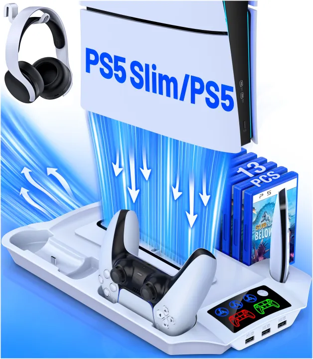 DinoFire%20S4000%20For%20PS5%20Slim%20Disc/Digital%20Fast%20gamepad%20Charging%20Cooling%20Stand%20Vertical%20Cooling%20Station%20For%20PS5%20-%20Image%207