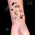 10pcs Waterproof Temporary Tattoo Sticker Dark Small Symbol Emoticon Flower Skull Body Art Arm Fake Tattoos Women Men Neck Hand. 