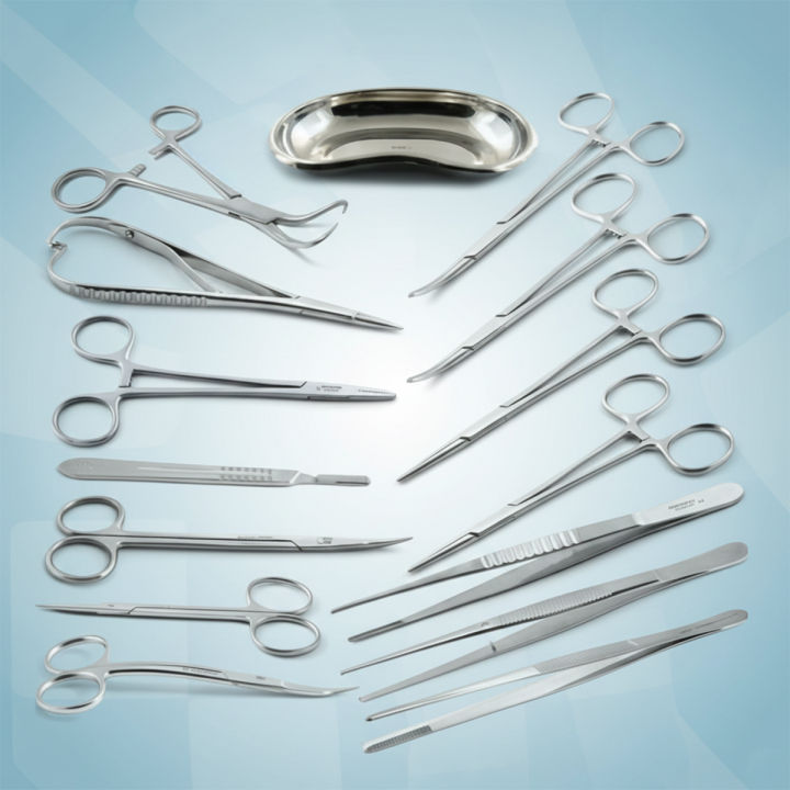 Minor Surgical Instruments Tray Medical Scissors Dressing Forceps Set
