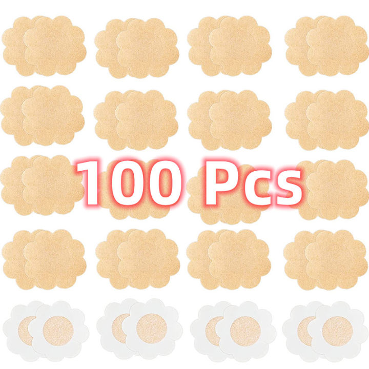 100pcs One-off Nipple Cover Women Teat Hide Nipple Pasties Formal Dress Breast Invisible Bras Padding Chest Stickers Patch Cover