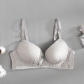 Japanese Underwear Female Small Breasts Gathered Thin Section Underwear Comfortable Breathable Girls Plaid Bra. 