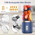 Recargeable Juicer Blender 6 Blades 400ml - Portable Juicer Cup & Smoothie Maker Charging - Water Bottle Portable Fruit Juicer Machine (Double Click Start) By Bee To Door. 