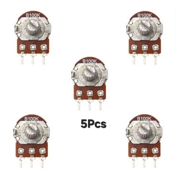 5pcs 100K OHM 3 Terminal Linear Taper Rotary Audio B Type Potentiometer ...