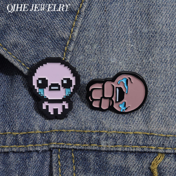 The Binding of Isaac Cry Brooch Enamel Pin Custom Retro Cute Pixel Game Metal Badge Lapel Backpack Jewelry Gift For Kids Friends